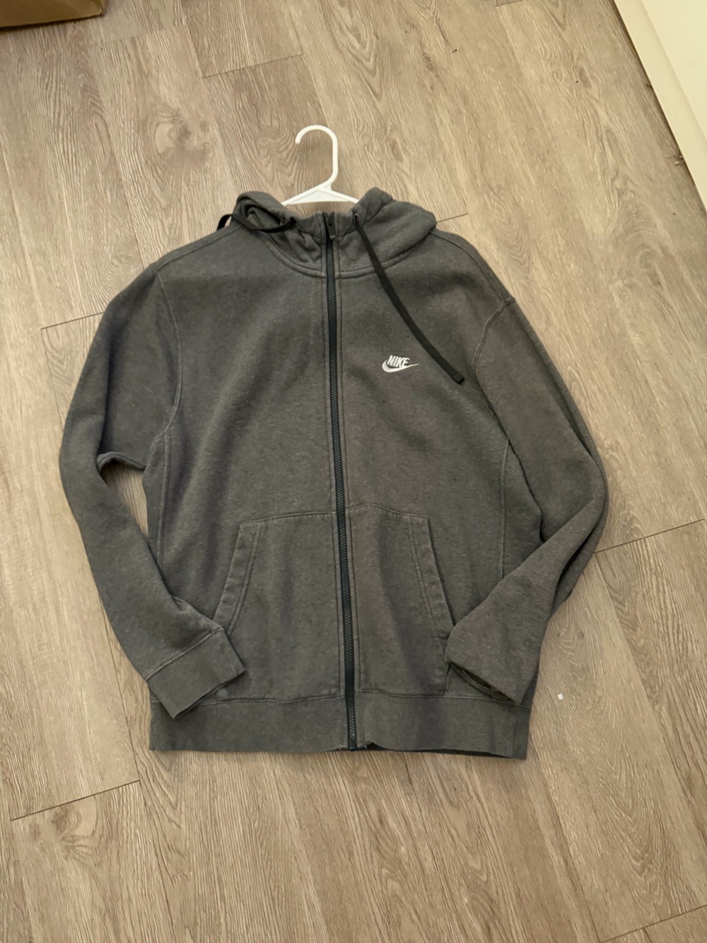Nike Men's Charcoal Full-Zip Hoodie with Logo